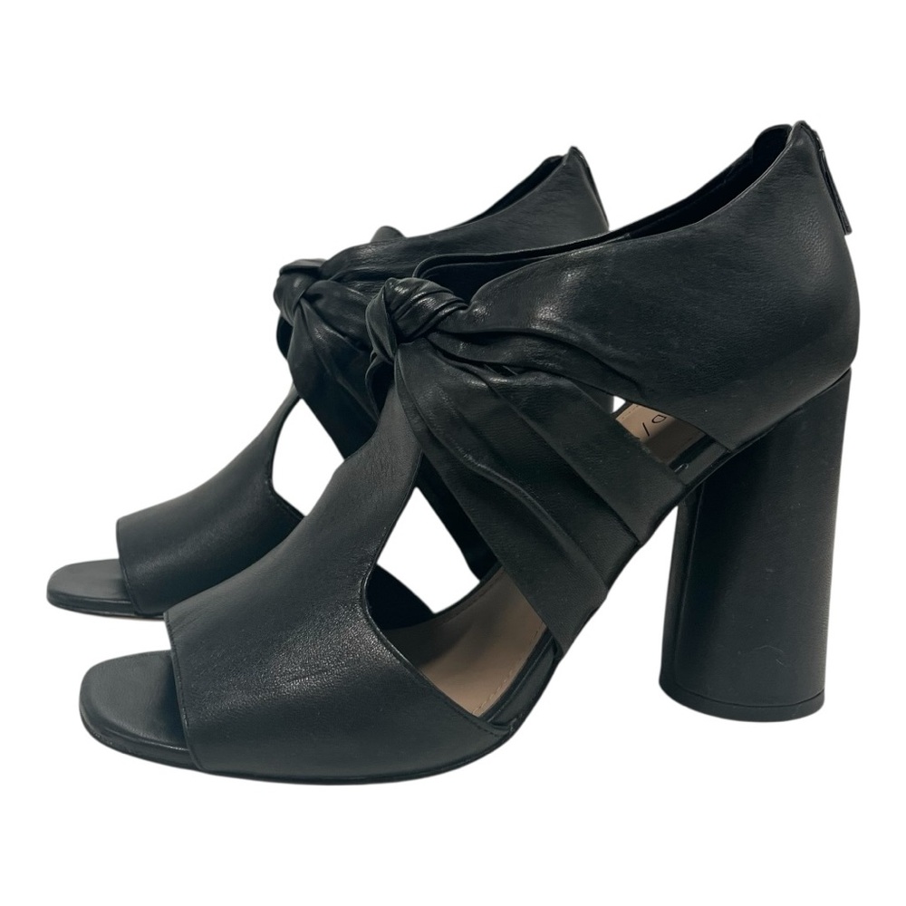 Donald J. Pliner Bailey Black Leather Peep Toe Cylinder Heels Women’s 8.5 - Picture 1 of 13